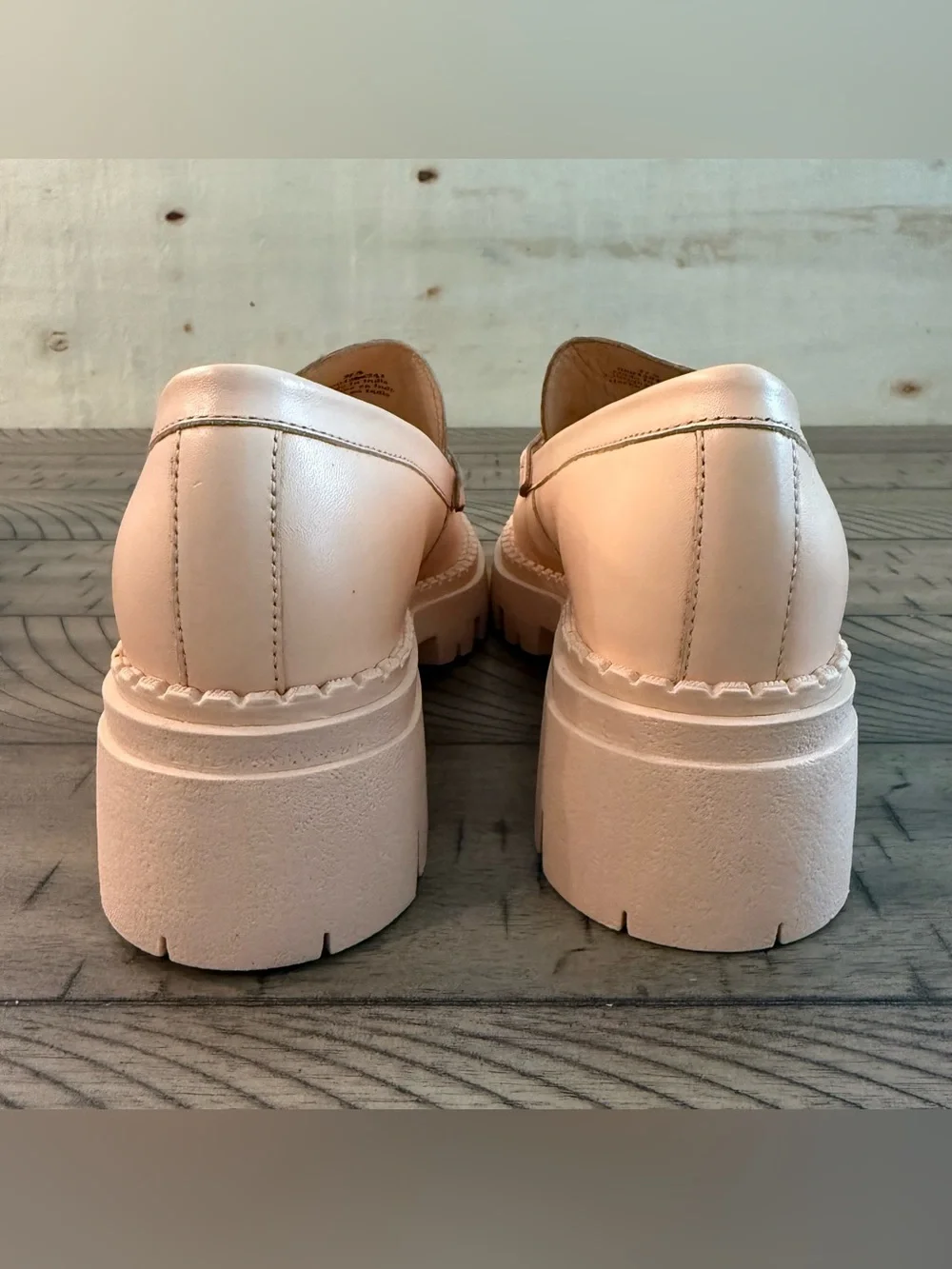 New Free People Lyra Lug Sole Leather Loafers Cantaloupe US 7.5 EU 37.5